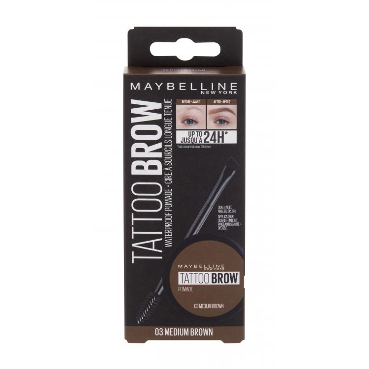 Maybelline Tattoo Brow Lasting Color Pomade Gel și ceară pentru femei 4 g Nuanţă 03 Medium Brown