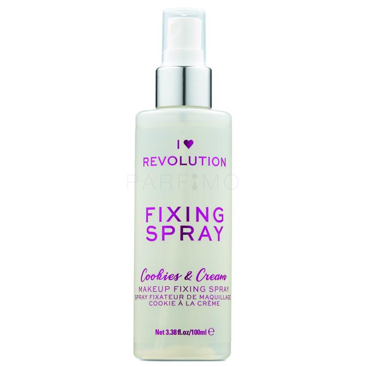 Makeup Revolution London I Heart Revolution Fixing Spray Cookies &amp; Cream Spray fixator pentru femei 100 ml