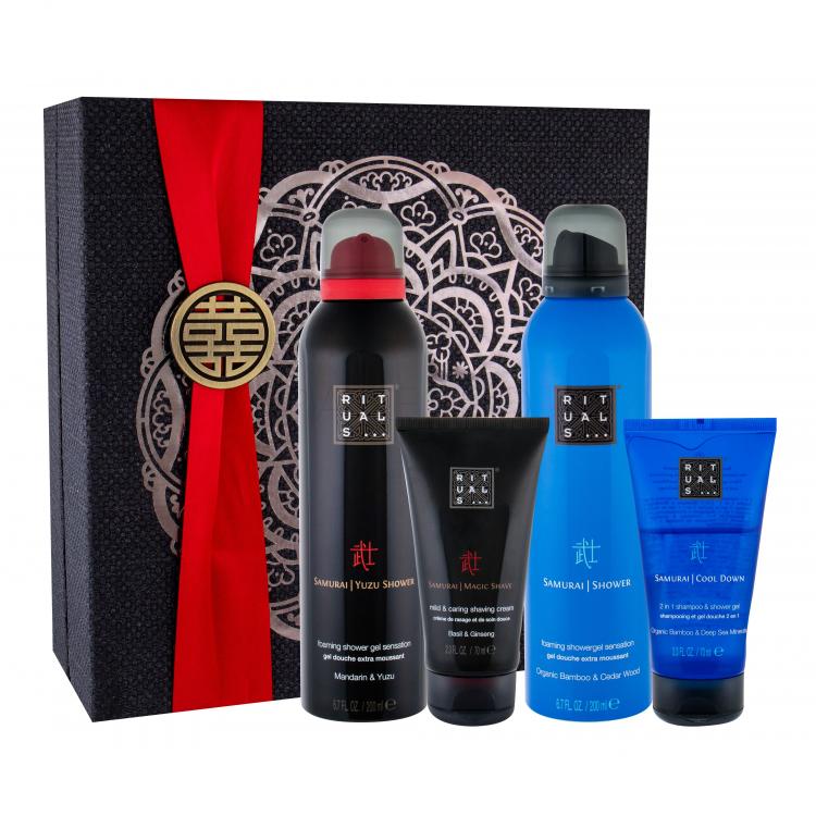 Rituals The Ritual Of Samurai Set cadou spuma de dus Samurai 200 ml + spuma de dus Yuzu 200 ml + crema de ras 70 ml + sampon si gel de dus Cool Down 70 ml