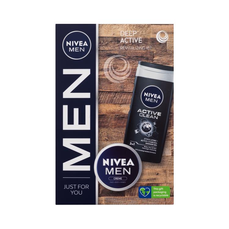 Nivea Men Active Clean Set cadou gel de dus 250 ml + Crema universala Men Creme 75 ml