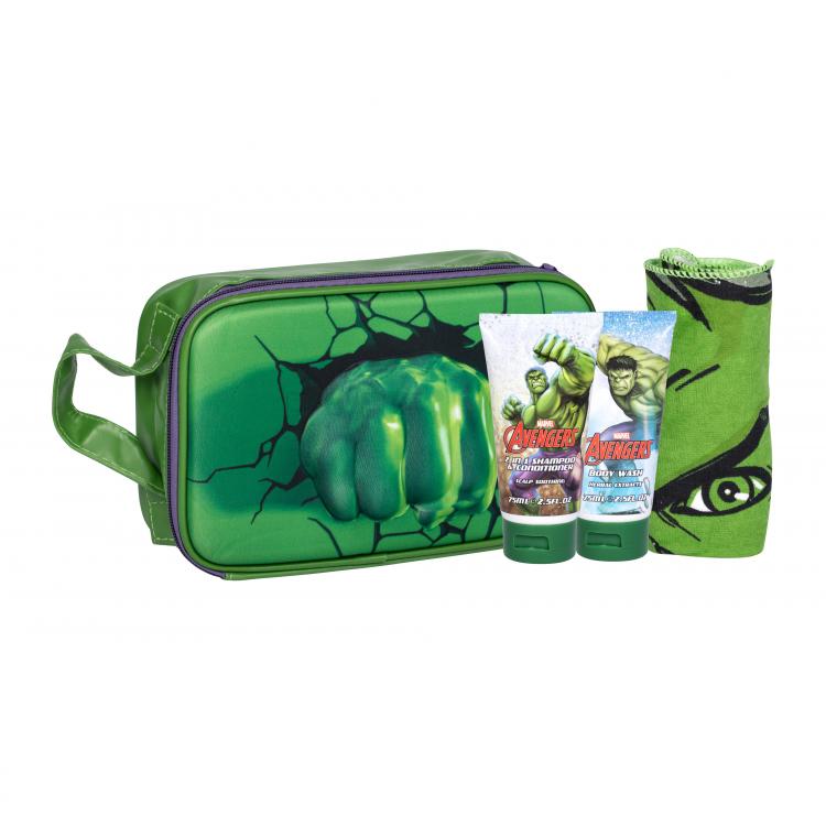 Marvel Avengers Hulk Set cadou gel de duș 75 ml + șampon 2 in 1 75 ml + prosop + geantă cosmetică