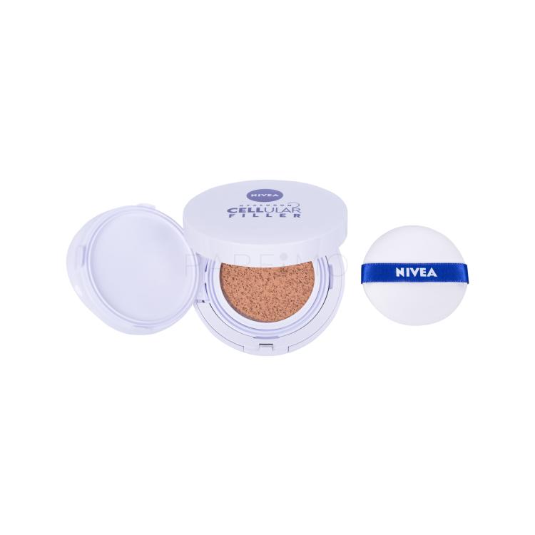 Nivea Hyaluron Cellular Filler 3in1 Care Cushion SPF15 Fond de ten pentru femei 15 g Nuanţă 02 Medium