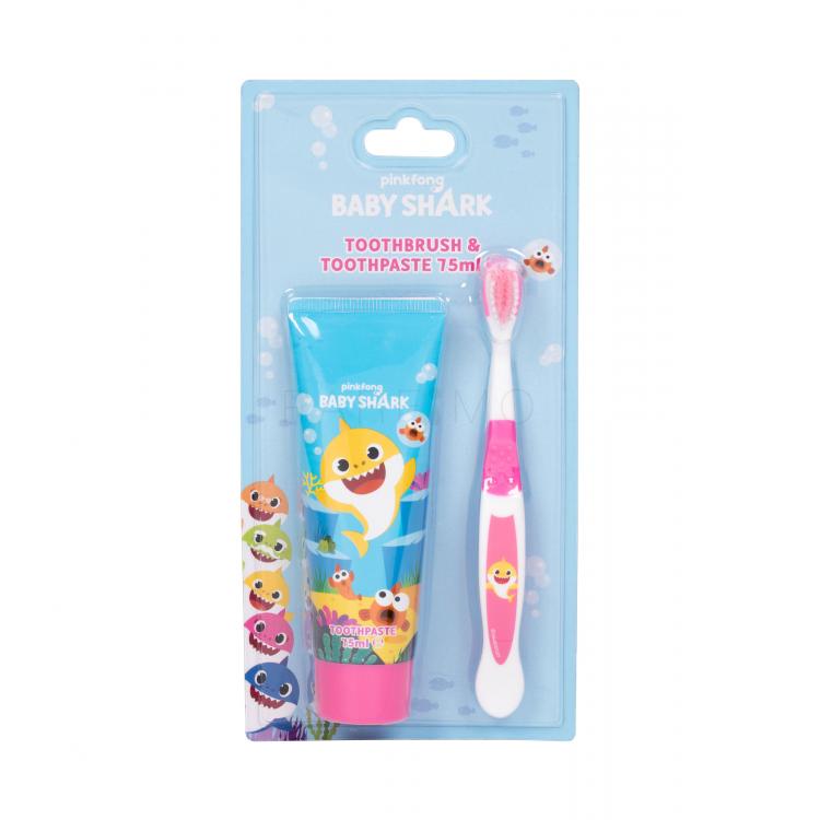 Pinkfong Baby Shark Set cadou 1 periuta + pasta de dinti 75 ml