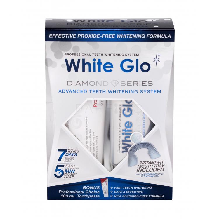 White Glo Diamond Series Advanced teeth Whitening System Set cadou tratament de albire 7 jours 50 ml + pasta de dinti Professional Choice 100 ml
