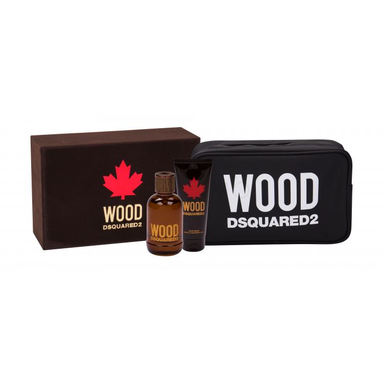 Dsquared2 Wood Set cadou apa de toaleta 100 ml + gel de dus 100 ml + geantă cosmetică