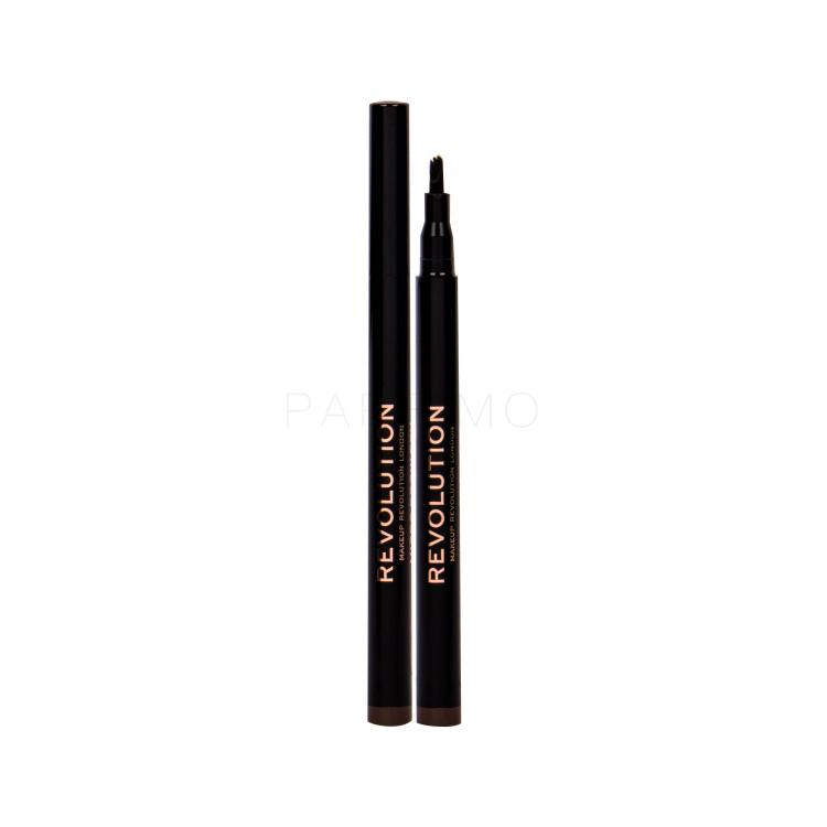 Makeup Revolution London Micro Brow Pen Creion pentru femei 1 ml Nuanţă Medium Brown