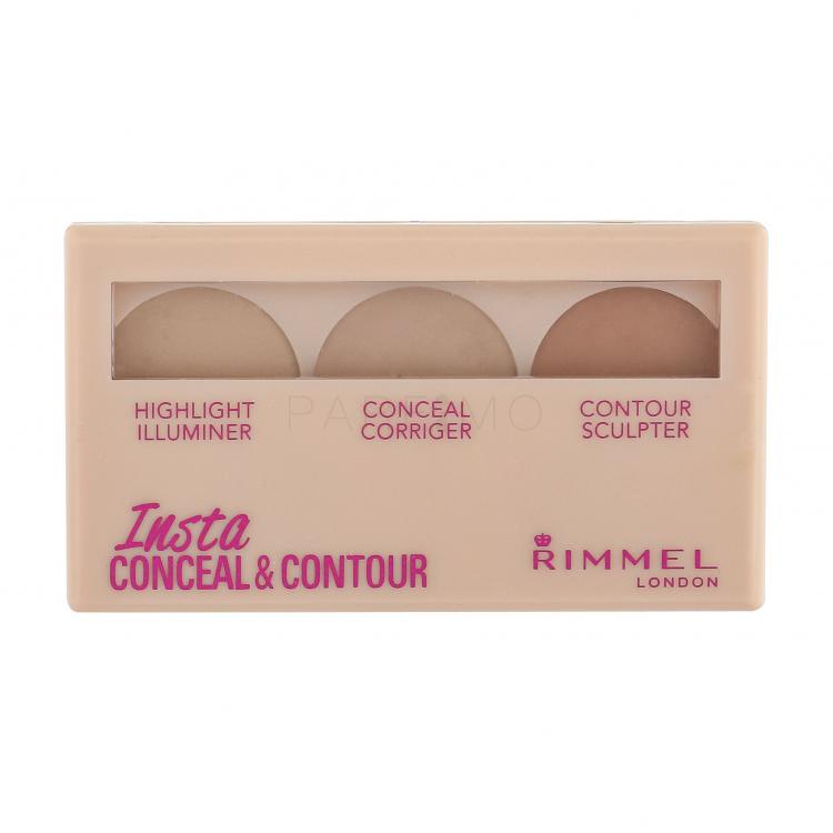 Rimmel London Insta Conceal &amp; Contour Konturovací paletka pentru femei 8,4 g Nuanţă 010 Light