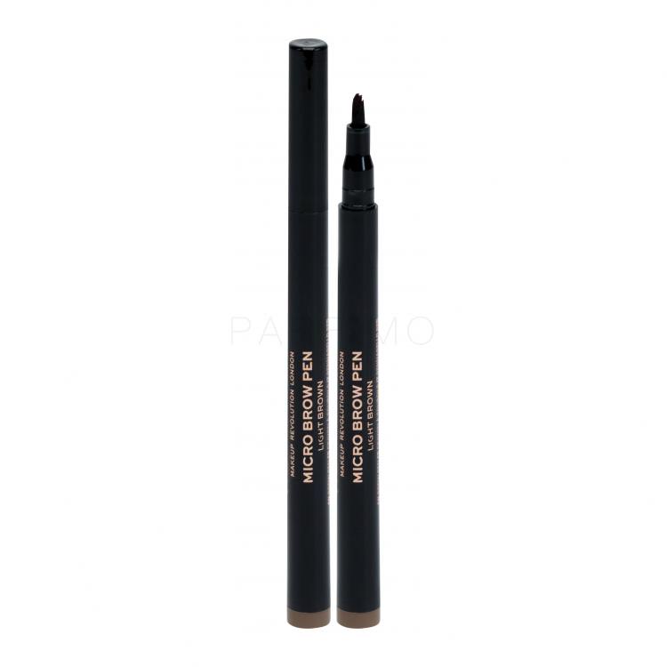 Makeup Revolution London Micro Brow Pen Creion pentru femei 1 ml Nuanţă Light Brown