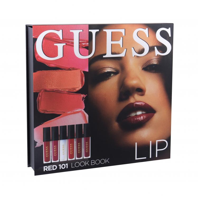 GUESS Look Book Lip Set cadou ruj de buze 3 x 4 ml + luciu de buze 3 x 4 ml + oglindă