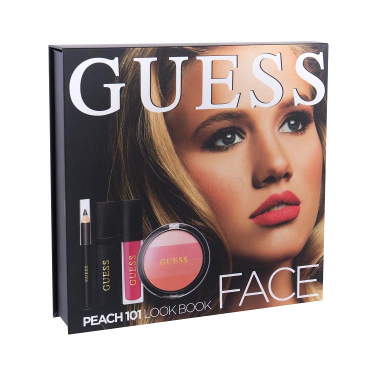 GUESS Look Book Face Set cadou fard de obraz 14 g + luciu de buze mat 4 ml + mascara negru 4 ml + creion pentru ochi negru 0,5 g + oglindă