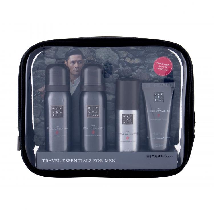 Rituals The Ritual Of Samurai Travel Set Set cadou spumă de duș 50 ml + spumă de ras 50 ml + antiperspirant 50 ml + cremă de față 30 ml + geantă cosmetică