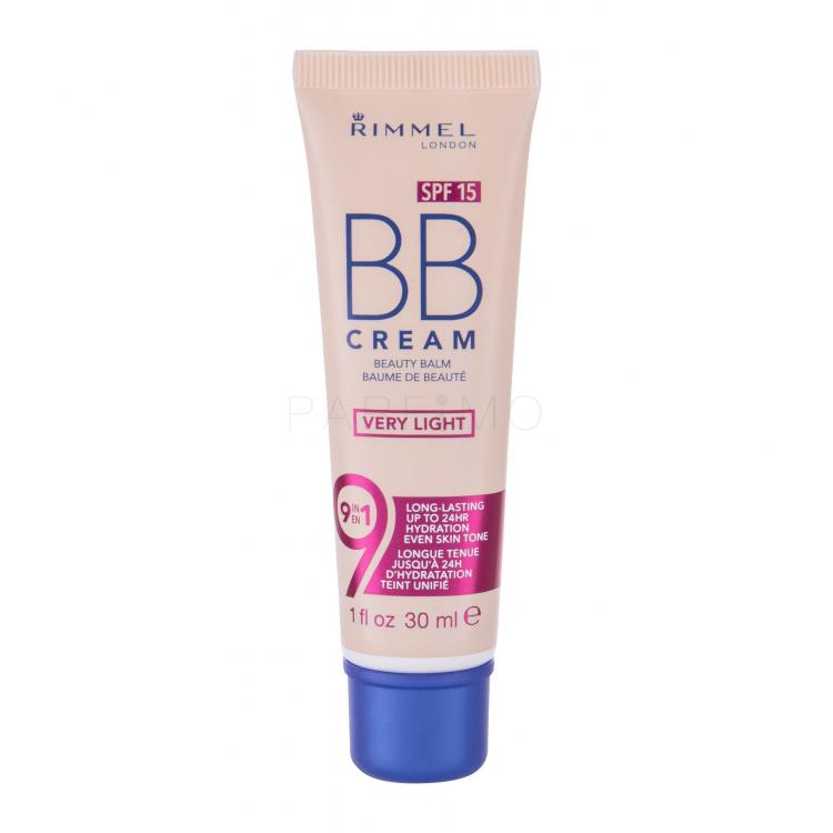 Rimmel London BB Cream 9in1 SPF15 Cremă BB pentru femei 30 ml Nuanţă Very Light