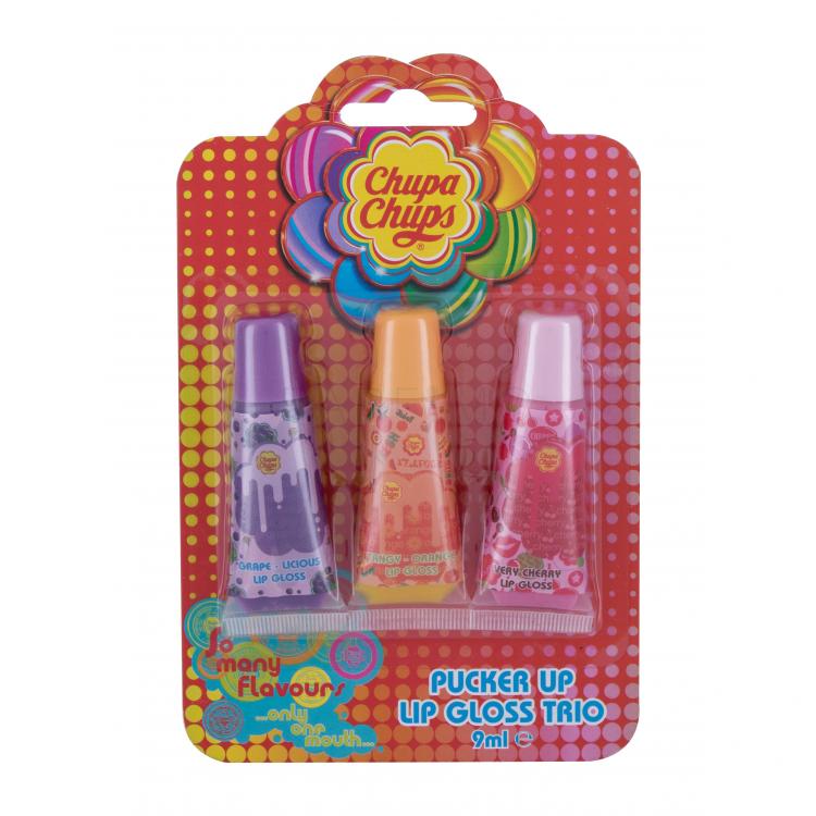 Chupa Chups Pucker Up Lip Balm Trio Set cadou lip gloss 9 ml + lip gloss 9 ml Tangy-Orange + lip gloss 9 ml Very Cherry