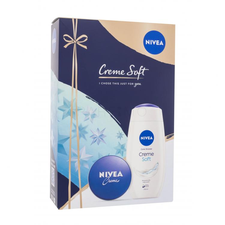 Nivea Creme Soft Set cadou Gel de dus Creme Soft 250 ml + crema universala 75 ml