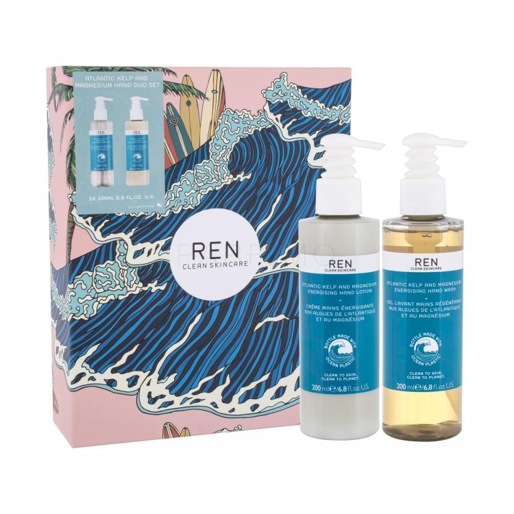 REN Clean Skincare Atlantic Kelp And Magnesium Set cadou Lotiune de maini energizantă cu alge și magneziu 200 ml + Sapun de maini energizant cu alge și magneziu 200 ml