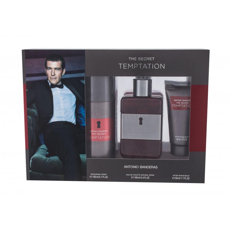 Banderas The Secret Temptation Set cadou apa de toaleta 100 ml + deodorant 150 ml + aftershave 50 ml