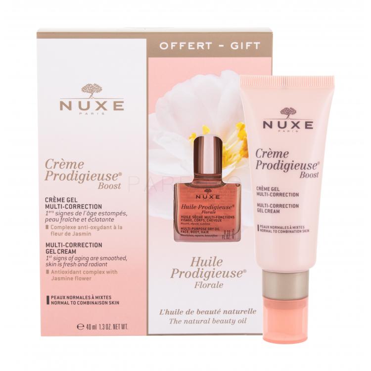 NUXE Crème Prodigieuse Boost Set cadou cremă gel de zi Creme Prodigieuse Boost Multi-Correction Gel Cream 40 ml + ulei uscat Huile Prodigieuse Florale 10 ml