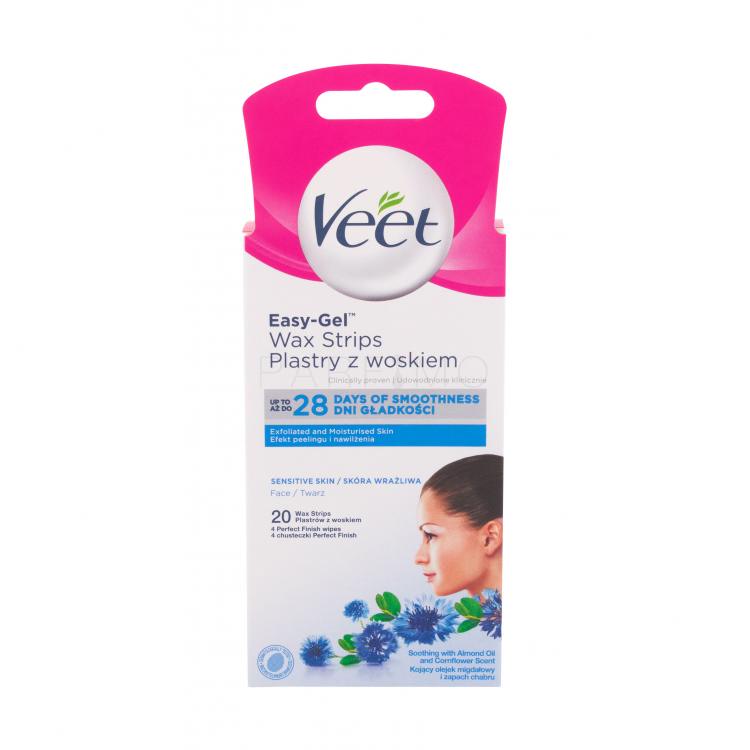 Veet Easy-Gel Wax Strips Face Sensitive Skin Depilare pentru femei 20 buc