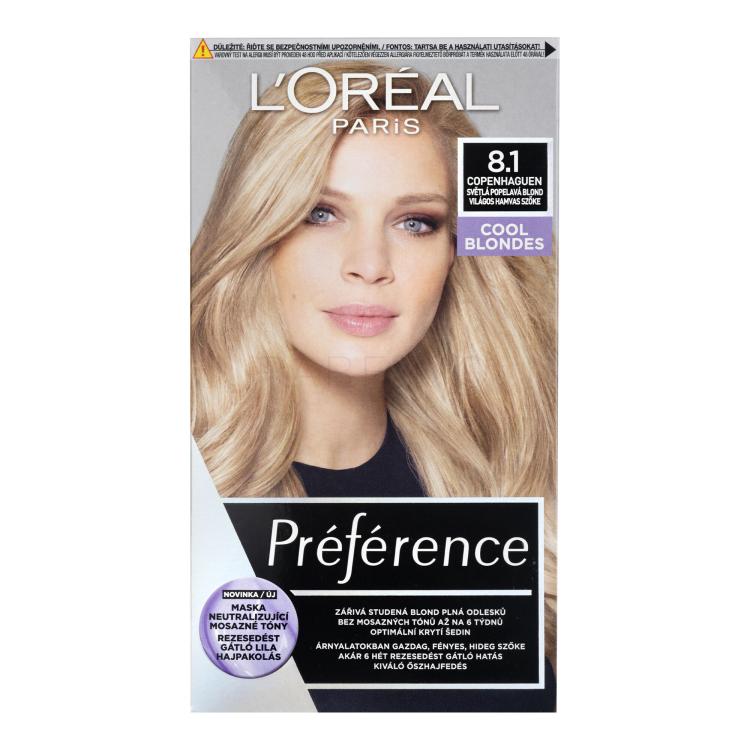 L&#039;Oréal Paris Préférence Vopsea de păr pentru femei 60 ml Nuanţă 8.1