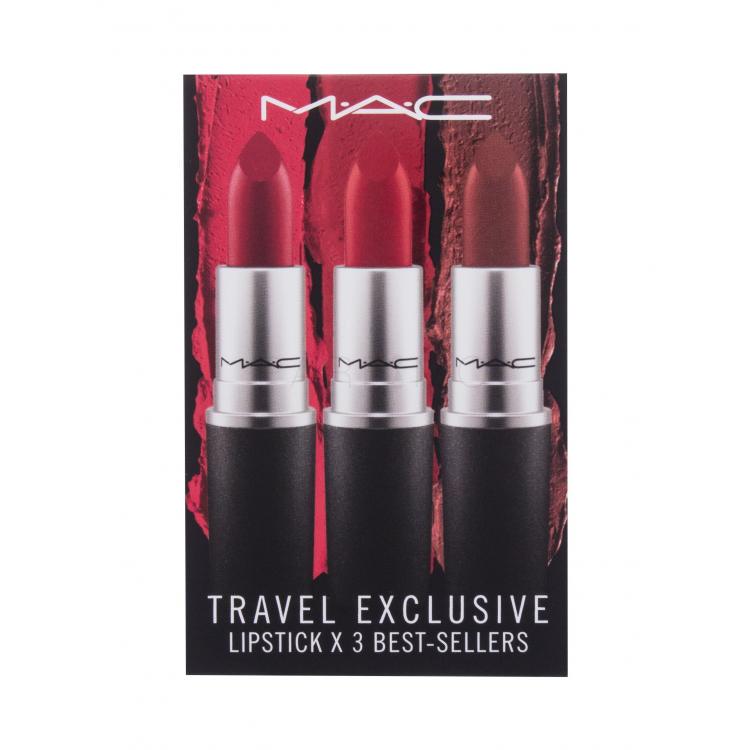 MAC Lustre Lipstick Set cadou ruj Lustre Lipstick 3 g + ruj Lustre Lipstick 3 g 510 Lady Bug + ruj Frost Lipstick 3 g 309 Fresh Moroccan