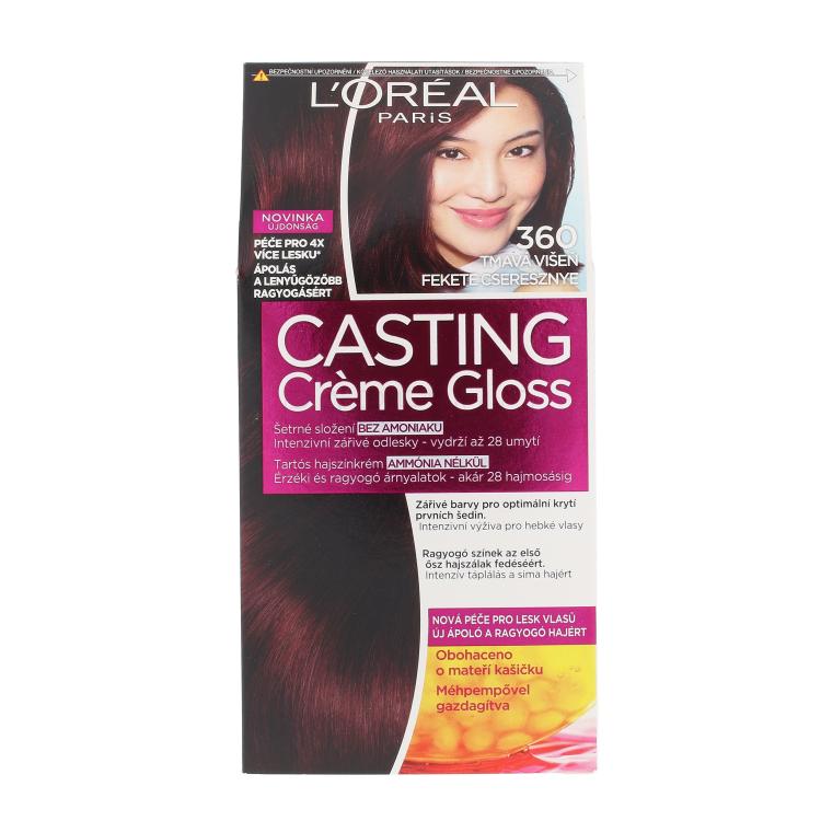 L&#039;Oréal Paris Casting Creme Gloss Vopsea de păr pentru femei 48 ml Nuanţă 360 Black Cherry Cutie cu defect