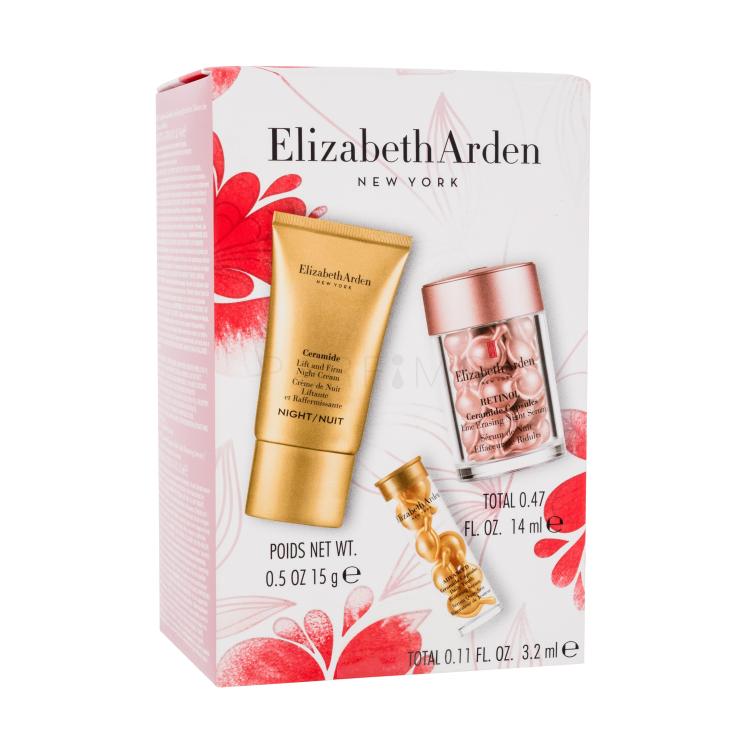 Elizabeth Arden Ceramide Retinol Capsules Set Set cadou Ser de noapte Retinol Ceramide Capsules Line Erasing Night Serum 30 buc + cremă de noapte Ceramide Lift And Firm Night Cream 15 g + ser facial Advanced Ceramide Capsules Daily Youth Restoring Serum 7 buc