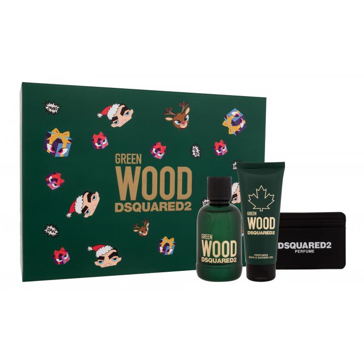 Dsquared2 Green Wood Set cadou Apă de toaletă 100 ml + gel de duș 100 ml + husă pentru carduri