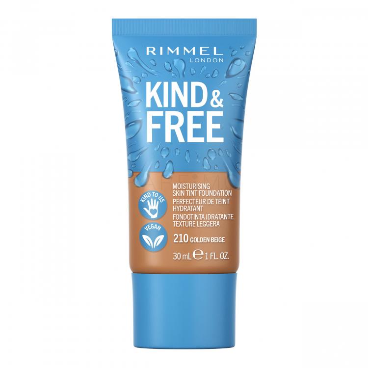 Rimmel London Kind &amp; Free Skin Tint Foundation Fond de ten pentru femei 30 ml Nuanţă 210 Golden Beige