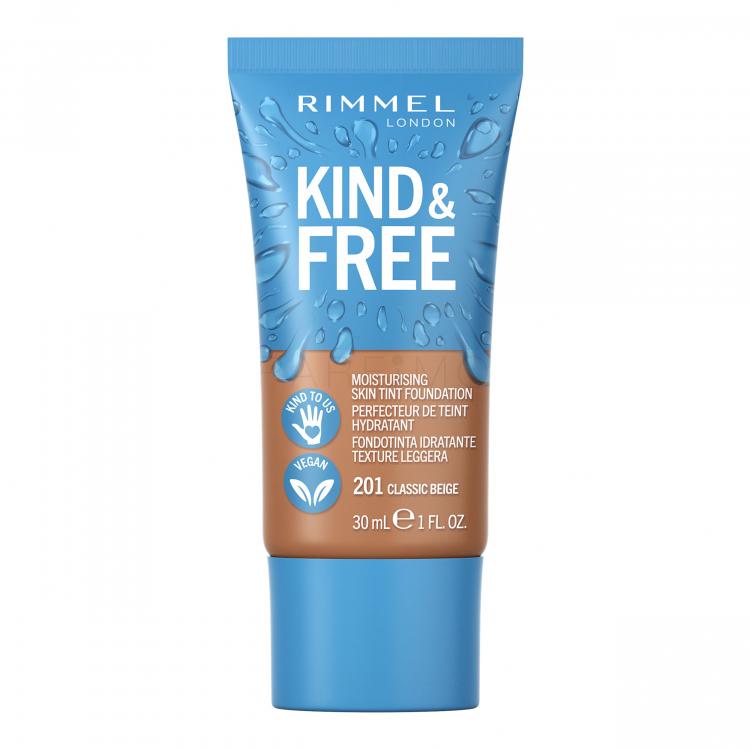 Rimmel London Kind &amp; Free Skin Tint Foundation Fond de ten pentru femei 30 ml Nuanţă 201 Classic Beige