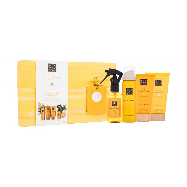 Rituals The Ritual Of Mehr 4 Energising Bestsellers Set cadou Șampon The Ritual Of Mehr 70 ml + spumă de duș The Ritual Of Mehr 50 ml + cremă de corp The Ritual Of Mehr 70 ml + spray de interior The Ritual Of Mehr 50 ml