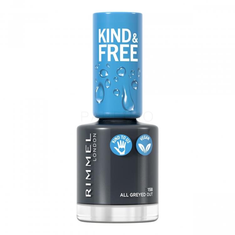 Rimmel London Kind &amp; Free Lac de unghii pentru femei 8 ml Nuanţă 158 All Greyed Out