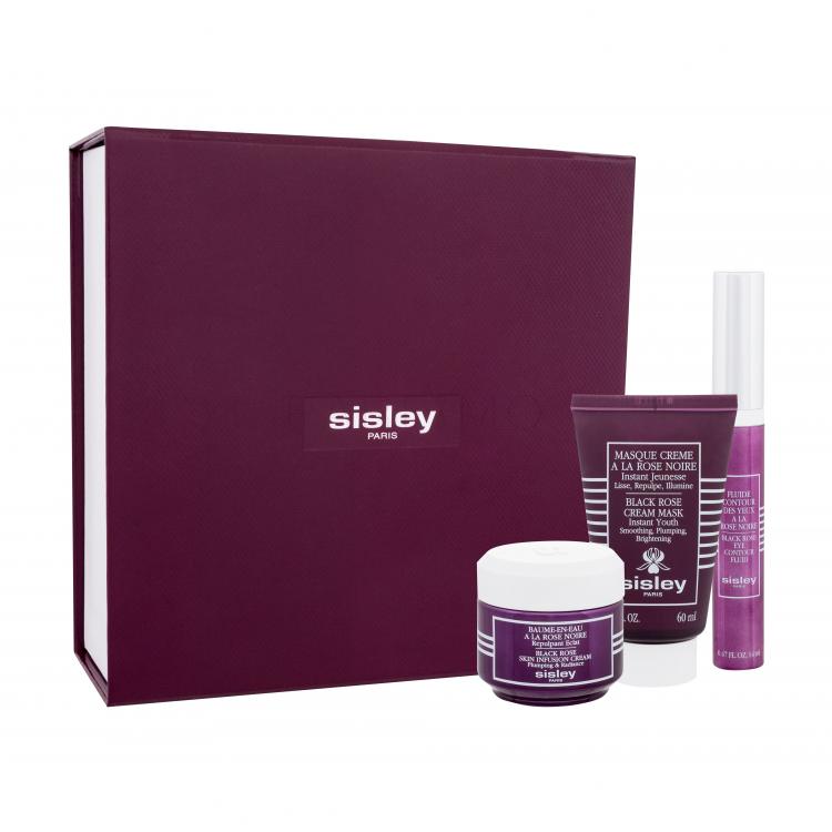 Sisley Black Rose Set cadou Cremă de zi Black Rose Skin Infusion Cream 50 ml + mască pentru față Black Rose Cream Mask 60 ml + gel pentru ochi Black Rose Eye Contour Fluid 14 ml