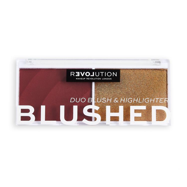 Revolution Relove Colour Play Blushed Duo Blush &amp; Highlighter Konturovací paletka pentru femei 5,8 g Nuanţă Wishful