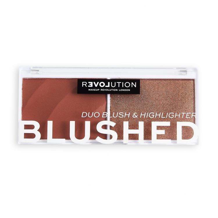 Revolution Relove Colour Play Blushed Duo Blush &amp; Highlighter Konturovací paletka pentru femei 5,8 g Nuanţă Baby