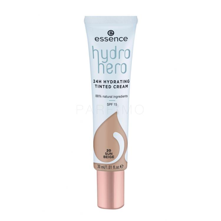 Essence Hydro Hero 24H Hydrating Tinted Cream SPF15 Fond de ten pentru femei 30 ml Nuanţă 20 Sun Beige