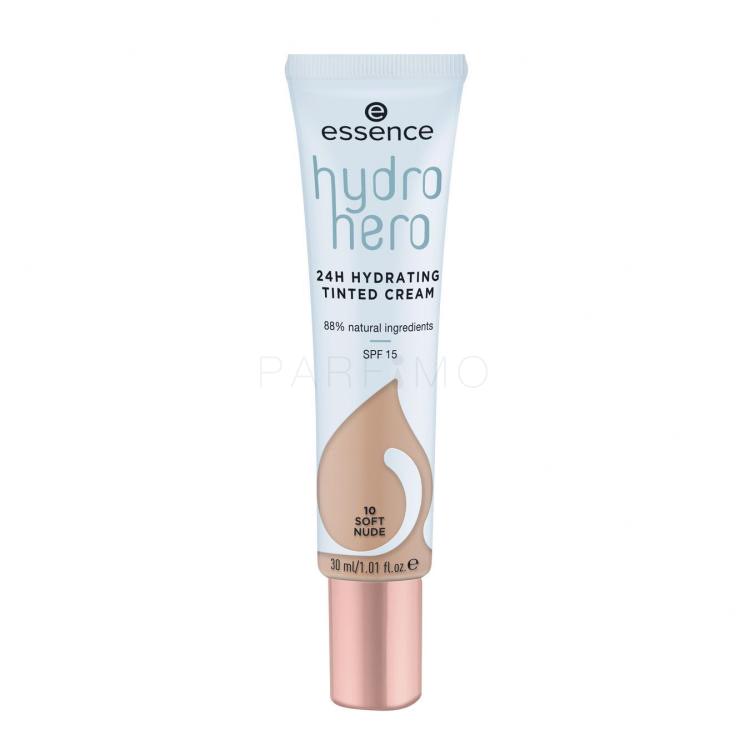 Essence Hydro Hero 24H Hydrating Tinted Cream SPF15 Fond de ten pentru femei 30 ml Nuanţă 10 Soft Nude