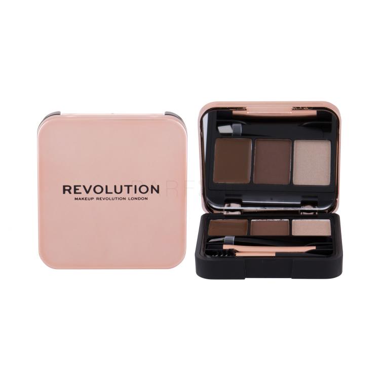 Makeup Revolution London Brow Sculpt Kit Truse de contur pentru femei 2,2 g Nuanţă Medium Brown Cutie cu defect