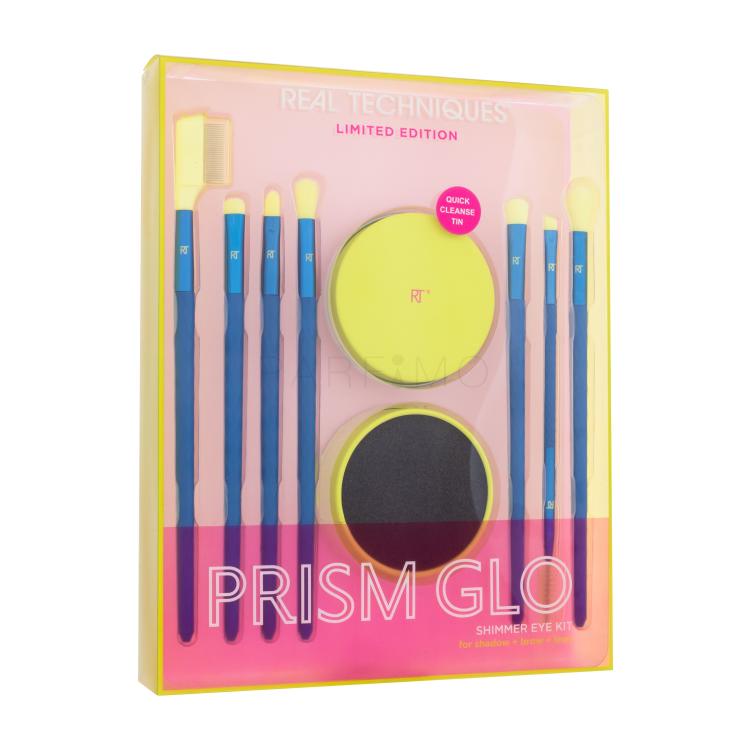 Real Techniques Prism Glo Shimmer Eye Kit Limited Edition Set cadou Pensulă 039 Lash Groomer 1 buc + pensulă 040 Smudge 1 buc + pensulă 041 Detailer 1 buc + pensulă 042 Tapered Shadow 1 buc + pensulă 043 Shading 1 buc + pensulă 044 Brow Spoolie 1 buc + pensulă 045 Blending 1 buc + soluție pentru cur