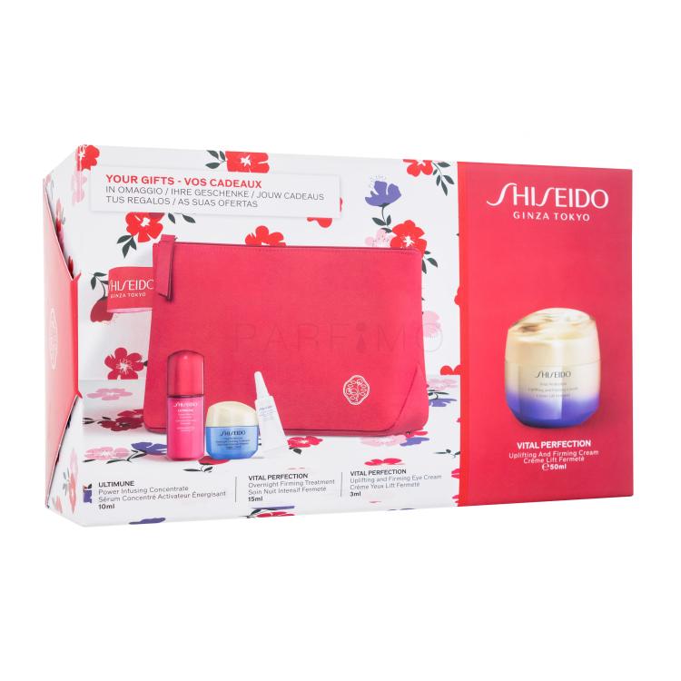 Shiseido Vital Perfection Lifting &amp; Firming Program Set cadou Cremă de zi pentru față Vital Perfection Uplifting and Firming Cream 50 ml + ser facial Ultimune Power Infusing Concentrate 10 ml + cremă de față pentru noapte Vital Perfection Overnight Firming Treatment 15 ml + cremă de ochi Vital Perfe