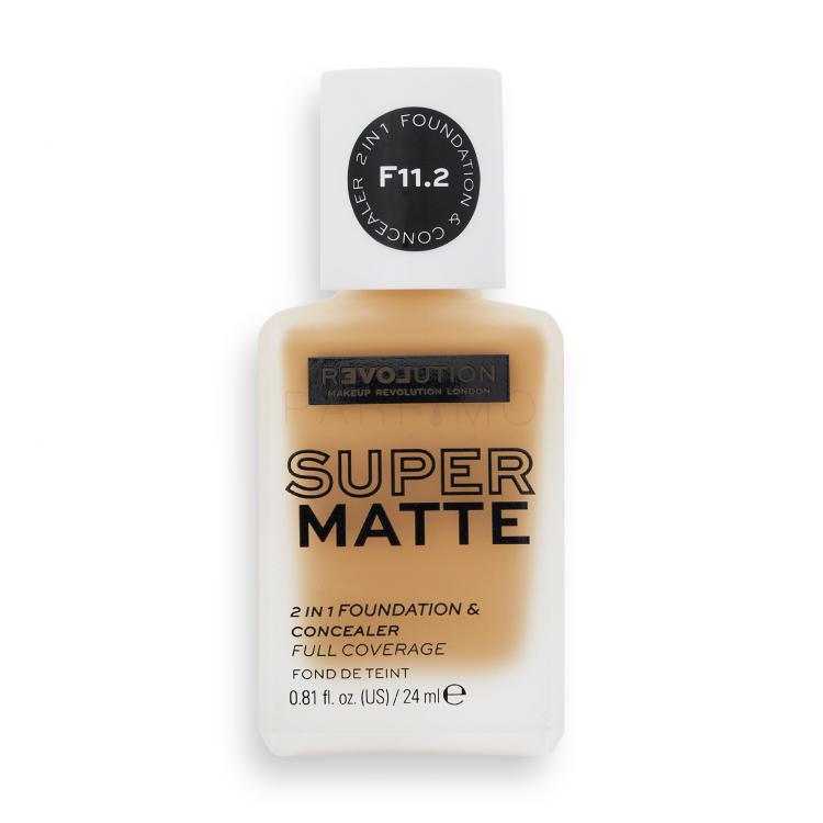 Revolution Relove Super Matte 2 in 1 Foundation &amp; Concealer Fond de ten pentru femei 24 ml Nuanţă F11.2