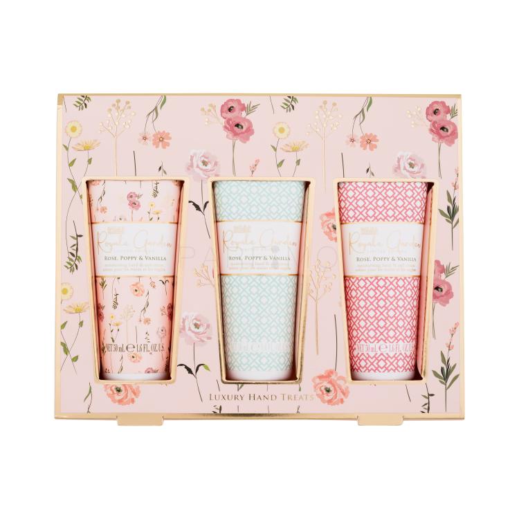 Baylis &amp; Harding Royale Garden Luxury Hand Treats Set cadou Cremă de mâini Royale Garden Royale Garden Rose, Poppy &amp; Vanilla 3 x 50 ml