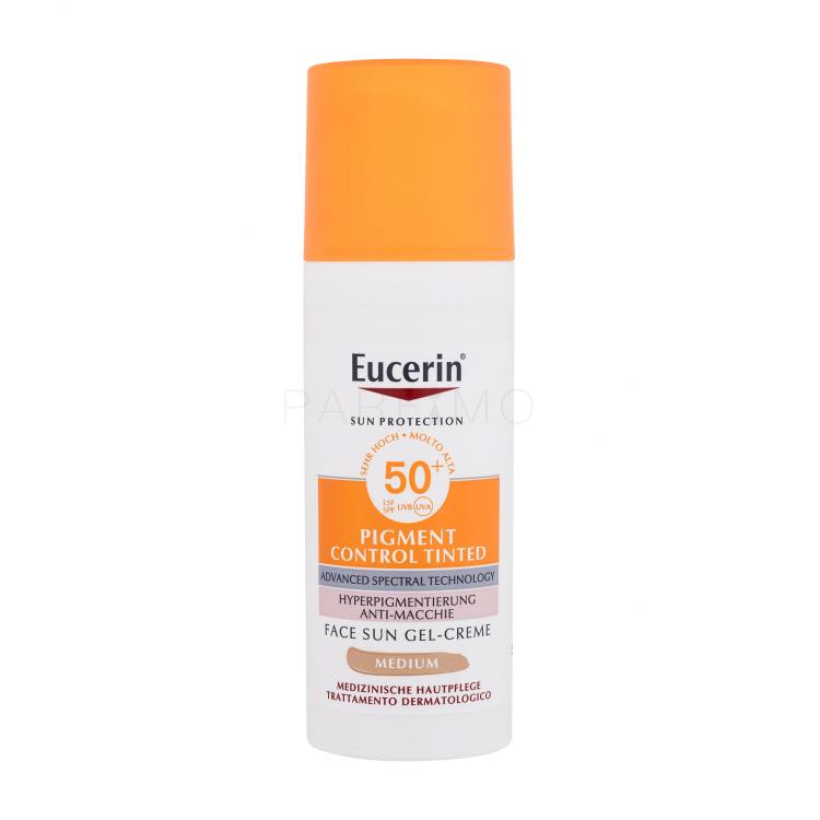 Eucerin Sun Protection Pigment Control Tinted Gel-Cream SPF50+ Pentru ten pentru femei 50 ml Nuanţă Medium