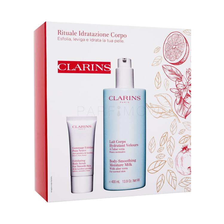 Clarins Body Care Body-Smoothing Moisture Milk Set cadou Mascara Supra Lift &amp; Curl 8 ml + soluție demachiantă Instant Eye Make-Up Remover 10 ml + creion de ochi Crayon Khol 0,39 g 01 Carbon Black + geantă cosmetică