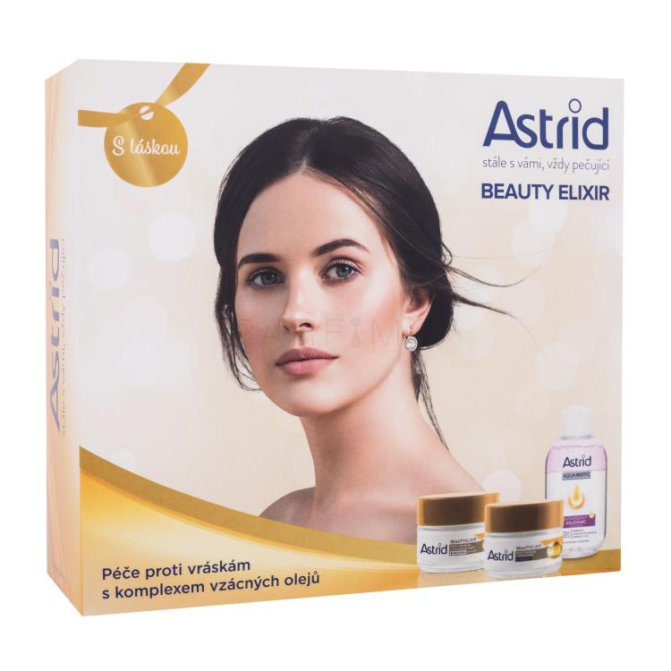 Astrid Beauty Elixir Set cadou Cremă de zi pentru față Beauty Elixir Day Cream 50 ml + cremă de noapte pentru față Beauty Elixir Night Cream 50 ml + demachiant pentru ochi și buze Aqua Biotic Two-Phase Remover 125 ml