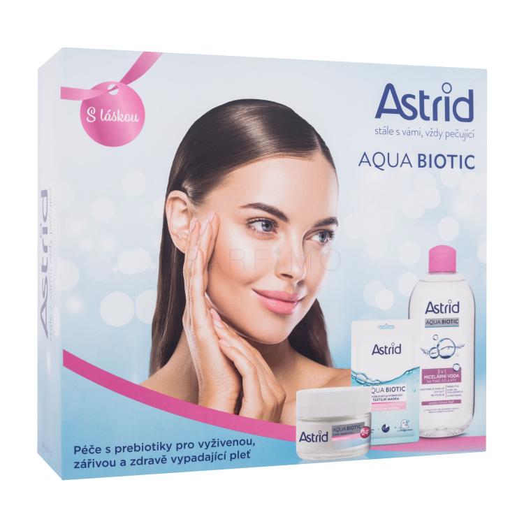 Astrid Aqua Biotic Set cadou Cremă de zi și de noapte pentru față Aqua Biotic 50 ml + apă micelară Aqua Biotic 3in1 Micellar Water 400 ml + mască textilă Aqua Biotic 1 buc