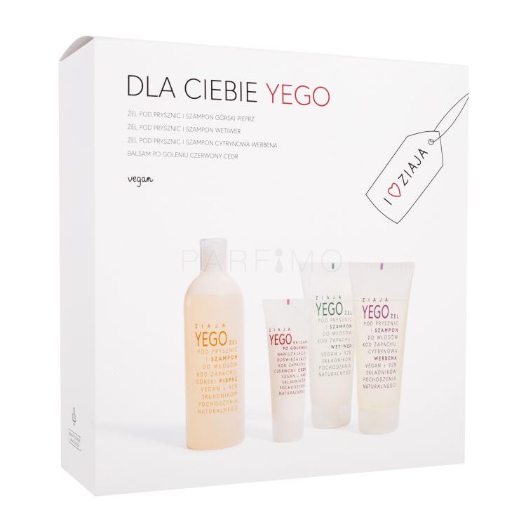 Ziaja Men (Yego) Set cadou Gel de duș Yego Mountain Pepper 400 ml + gel de duș Yego Vetiver 200 ml + gel de duș Yego Lemon Verbena 200 ml + balsam după ras Yego Red Cedar 80 ml