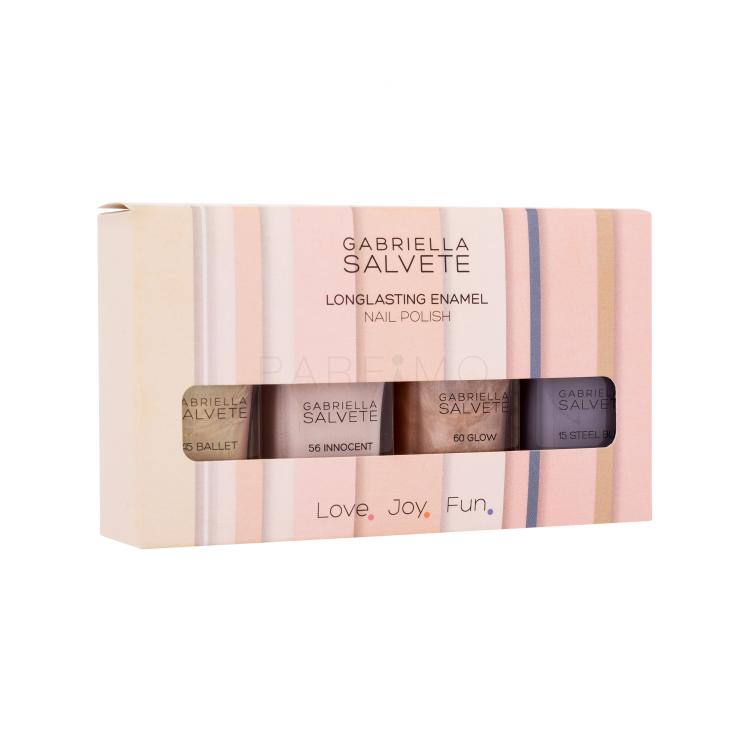 Gabriella Salvete Longlasting Enamel Nail Polish Set Set cadou Lac de unghii Longlasting Enamel 11 ml 56 Innocent + lac de unghii Longlasting Enamel 11 ml 45 Ballet + lac de unghii Longlasting Enamel 11 ml 60 Glow + lac de unghii Longlasting Enamel 11 ml 15 Steel Blue