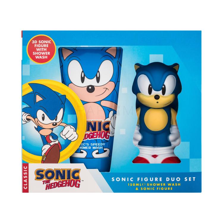 Sonic The Hedgehog Sonic Figure Duo Set Set cadou Gel de duș 150 ml + personaj Sonic