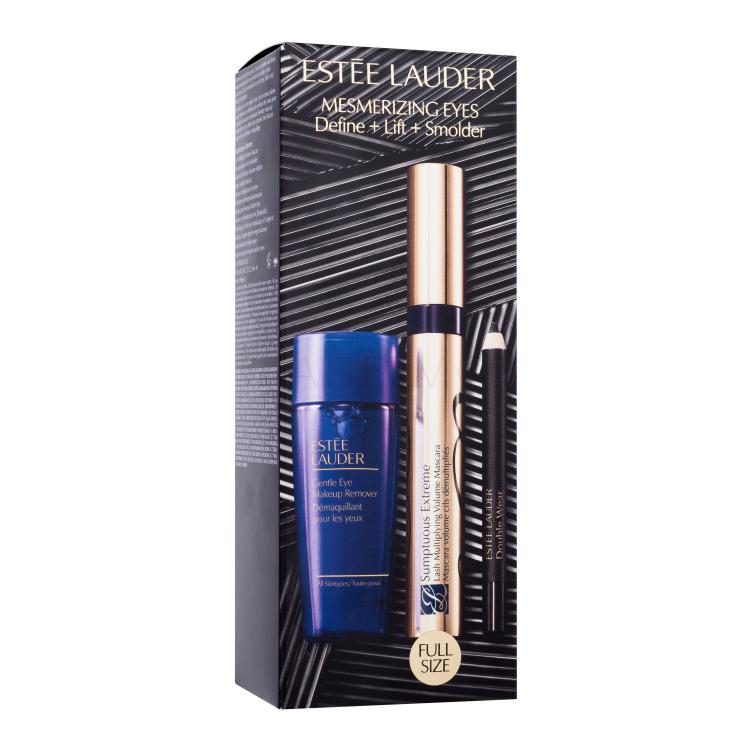 Estée Lauder Mesmerizing Eyes Define + Lift + Smolder Set cadou Mascara Sumptuous Extreme 8 ml + demachiant de ochi Gentle Eye Makeup Remover 30 ml + creion de ochi + Double Wear 24H Waterproof Gel Eye Pencil 0,8 g 01 Onyx