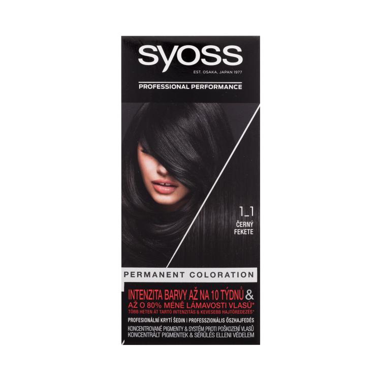 Syoss Permanent Coloration Vopsea de păr pentru femei 50 ml Nuanţă 1-1 Black